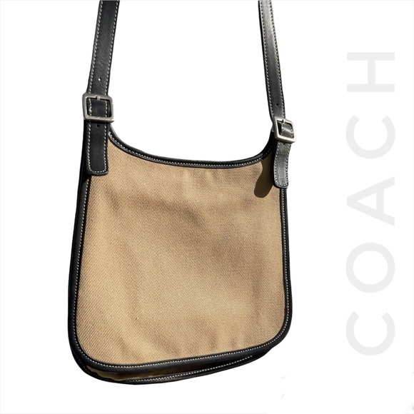 ✌🏻sold✌🏻COACH vintage canvas twill saddle slim flap crossbody hippie purse
